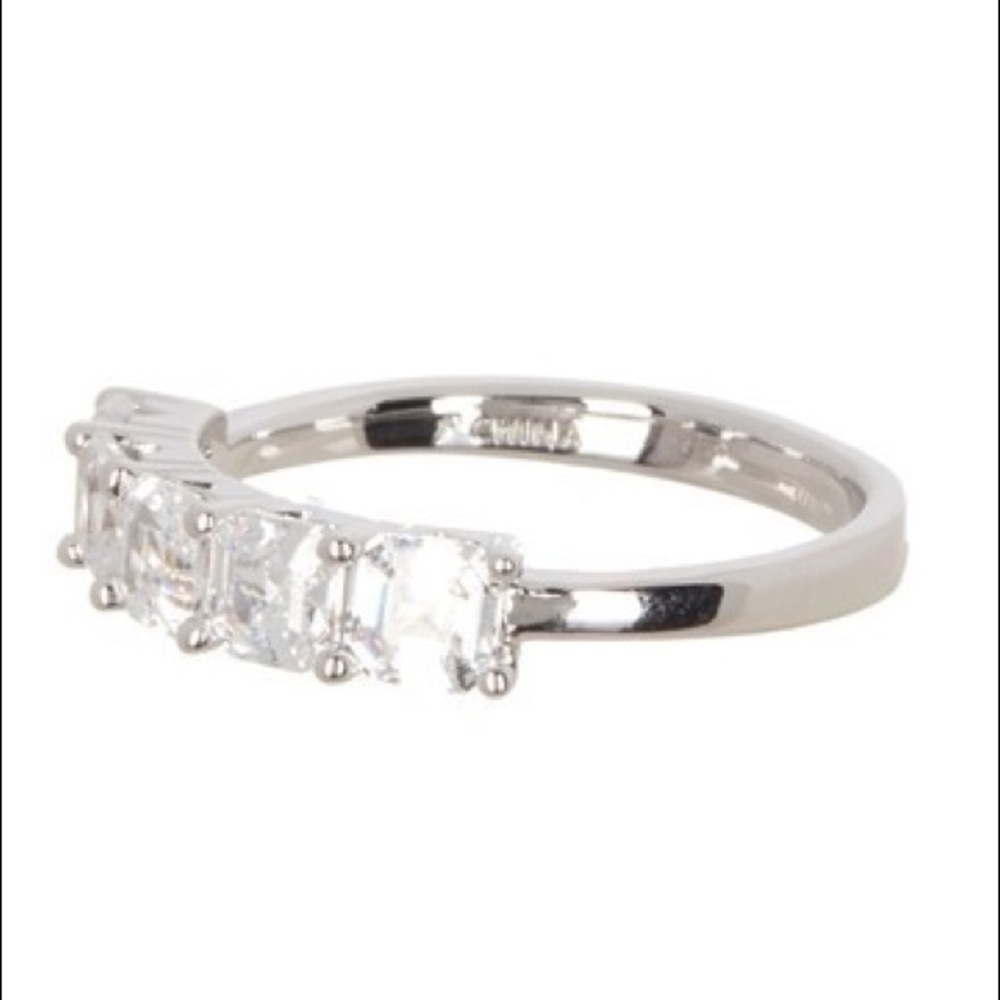 CZ Multi Asscher Band - Silver-tone CZ ring